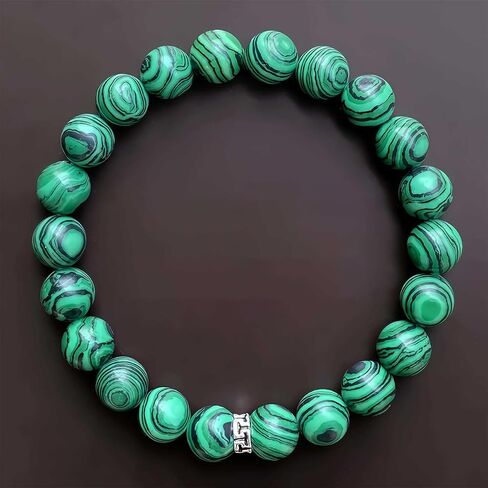 Beaded Stretch Bracelets for Women Malachite Natural Stone Bracelet for Happiness Satisfaction Good Luck Jewelry Gift in Kuwait