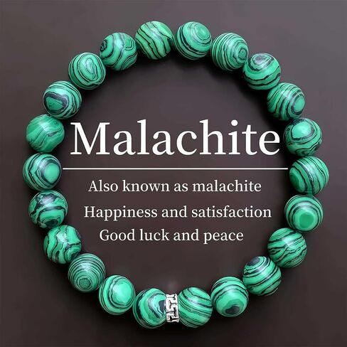 Beaded Stretch Bracelets for Women Malachite Natural Stone Bracelet for Happiness Satisfaction Good Luck Jewelry Gift in Kuwait