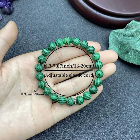Beaded Stretch Bracelets for Women Malachite Natural Stone Bracelet for Happiness Satisfaction Good Luck Jewelry Gift in Kuwait
