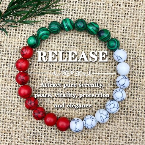 Beaded Stretch Bracelets for Women White Veined Stone Rhodochrosite Bracelet for Vitality Jewelry Gift for Holistic Calm in Kuwait