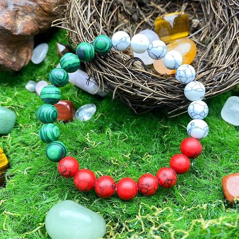 Beaded Stretch Bracelets for Women White Veined Stone Rhodochrosite Bracelet for Vitality Jewelry Gift for Holistic Calm in Kuwait
