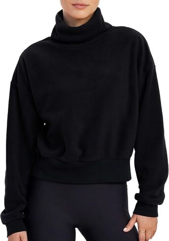 Ainangua Cropped Fleece Mock Neck Sweatshirt for Women Microfleece Cozy Long Sleeve Pullover Tops Fall Fashion Clothes in Saudi Arabia