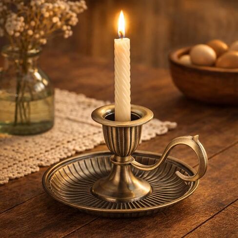 BESPORTBLE Vintage Taper Candle Holders with Handle: 1Pcs Retro Candlestick Holders Vintage for Easter Table - Antique Decor for Kitchen and Entryway Decor - Home Décor Accents Candle Sticks in Kuwait