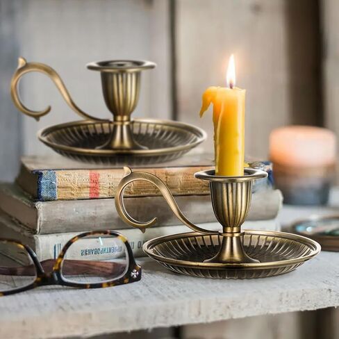 BESPORTBLE Vintage Taper Candle Holders with Handle: 1Pcs Retro Candlestick Holders Vintage for Easter Table - Antique Decor for Kitchen and Entryway Decor - Home Décor Accents Candle Sticks in Kuwait