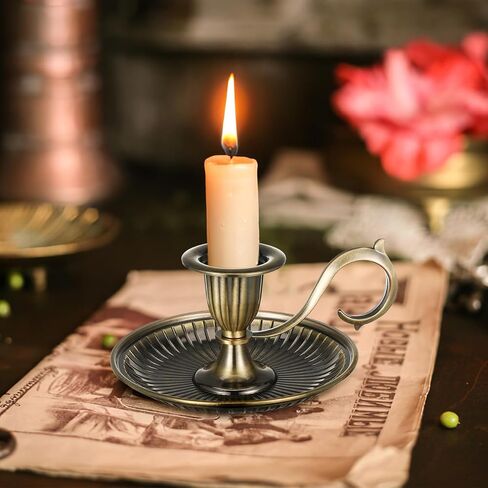 BESPORTBLE Vintage Taper Candle Holders with Handle: 1Pcs Retro Candlestick Holders Vintage for Easter Table - Antique Decor for Kitchen and Entryway Decor - Home Décor Accents Candle Sticks in Kuwait