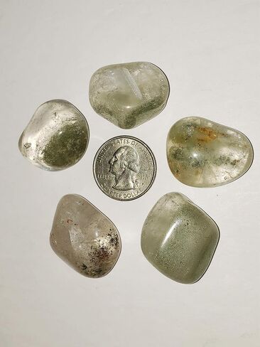 1pc Green Phantom Chlorite Quartz Crystal Extremely Rare Small 20-28mm Tumbled & Polished Natural Healing Gemstone Specimen from Brazil in Saudi Arabia