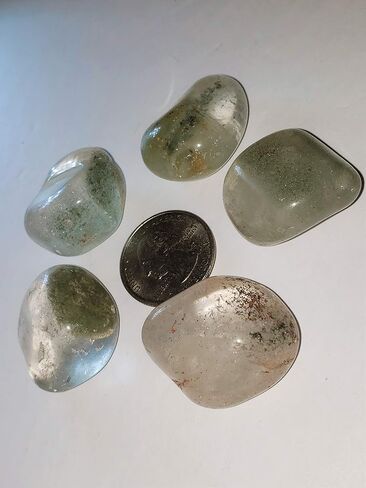 1pc Green Phantom Chlorite Quartz Crystal Extremely Rare Small 20-28mm Tumbled & Polished Natural Healing Gemstone Specimen from Brazil in Saudi Arabia