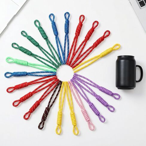 Colorful Paracord Keychains Handwoven Nylon Rope 20 Pack Colorful Paracord Keychains Nylon Rope Key Ring Set with Carabiner Braided Lanyard Bag Charm Letter Beads for Keys Backpack Handbag Pur in Kuwait