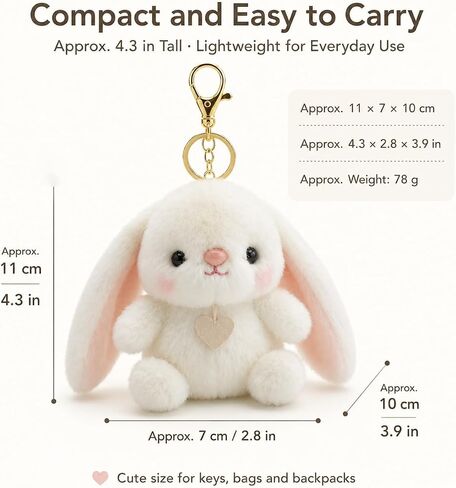 Cute Plush Keychain, Soft Plush Bag Charm, Kawaii Key Ring Pendant for Backpack Purse, Ideal Gift for Animal Lovers in Kuwait
