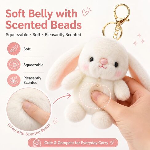 Cute Plush Keychain, Soft Plush Bag Charm, Kawaii Key Ring Pendant for Backpack Purse, Ideal Gift for Animal Lovers in Kuwait