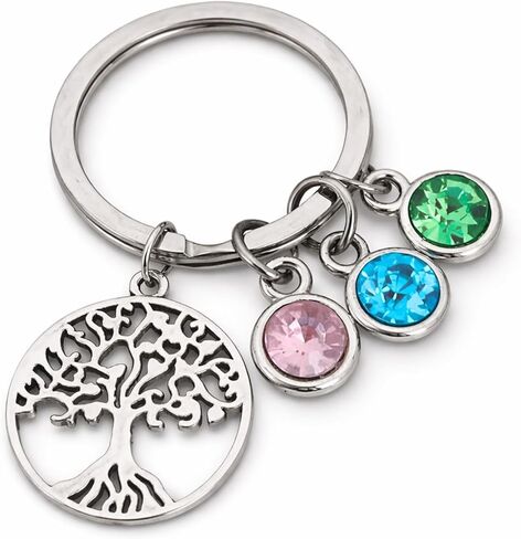 Infinity Collection Personalized Family Tree Birthstone Keychain, Personalized Family Tree of Life Key Ring with Birthstone Charms, Gift for Reunions Mom Grandma Mother Birthday Mothers Day in Saudi Arabia