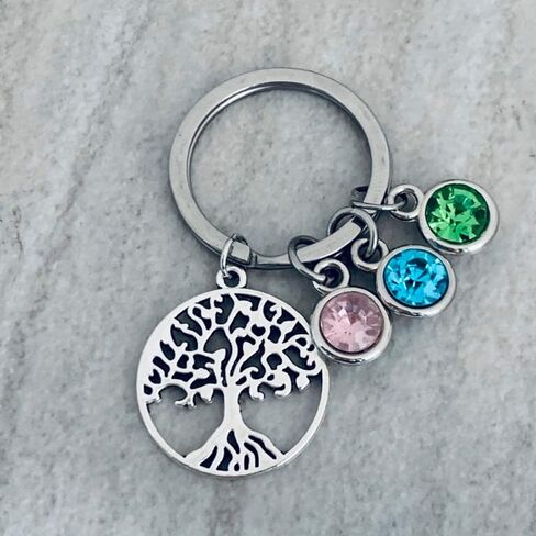 Infinity Collection Personalized Family Tree Birthstone Keychain, Personalized Family Tree of Life Key Ring with Birthstone Charms, Gift for Reunions Mom Grandma Mother Birthday Mothers Day in Saudi Arabia