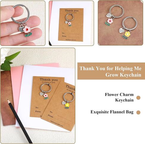 Tyqour 2pcs Teacher Appreciation Gifts for Women, Thank You Teacher Keychain, Teachers Birthday Leaving Graduation Back to School Gifts for Best Teachers End of the Year Thank You for Helping Me Grow in Kuwait