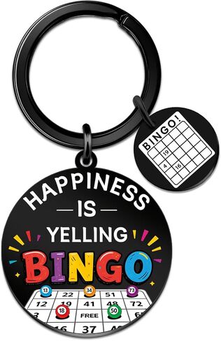 Bingo Prizes for Seniors-Bingo Gifts-Happiness Is Yelling Bingos, Premium Glossy Finish, Bingos Game for Adults Keychain Accessories, Party Birthday Retirement Present in Saudi Arabia