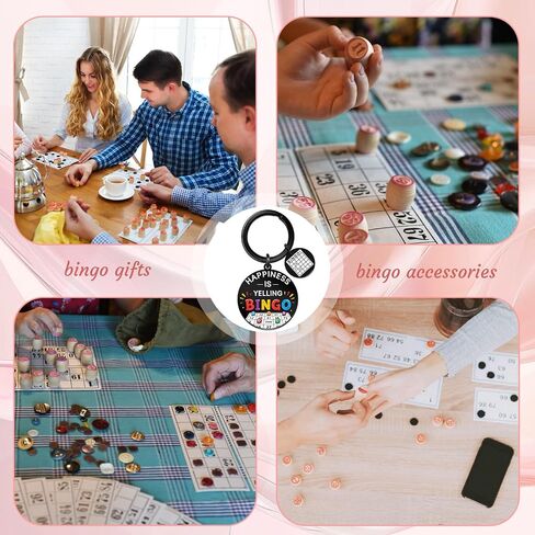 Bingo Prizes for Seniors-Bingo Gifts-Happiness Is Yelling Bingos, Premium Glossy Finish, Bingos Game for Adults Keychain Accessories, Party Birthday Retirement Present in Saudi Arabia