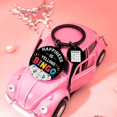 Bingo Prizes for Seniors-Bingo Gifts-Happiness Is Yelling Bingos, Premium Glossy Finish, Bingos Game for Adults Keychain Accessories, Party Birthday Retirement Present in Saudi Arabia