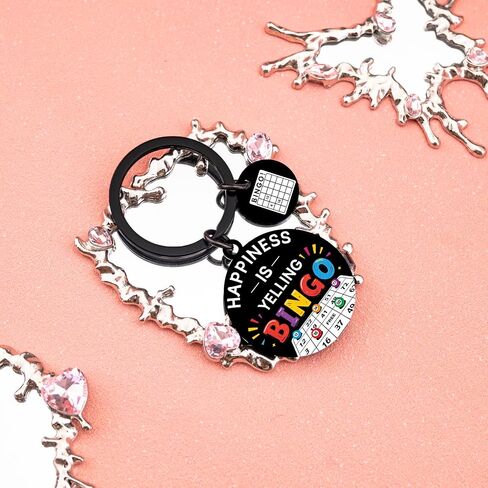 Bingo Prizes for Seniors-Bingo Gifts-Happiness Is Yelling Bingos, Premium Glossy Finish, Bingos Game for Adults Keychain Accessories, Party Birthday Retirement Present in Saudi Arabia