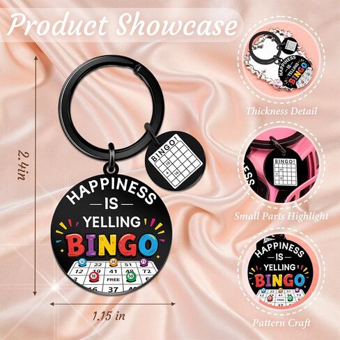 Bingo Prizes for Seniors-Bingo Gifts-Happiness Is Yelling Bingos, Premium Glossy Finish, Bingos Game for Adults Keychain Accessories, Party Birthday Retirement Present in Saudi Arabia