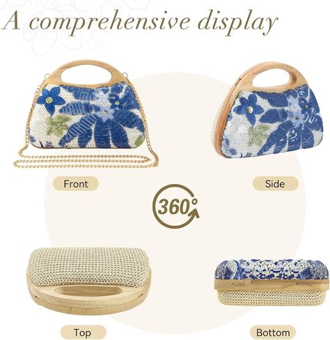 Women's Straw Purse Beaded Bag Wooden Top Handle Embroidery Sequin Handbag Summer Beach Evening Clutch Crossbody Bag in Saudi Arabia