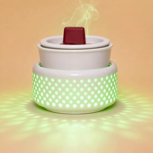 Ceramic Candle Warmer lamp, Wax Melt Warmer with 7 Colors Night Light and 1 PC Silicone Liner,4-in-1 Electric Warmer for Jar Candle Wax Cube Essential Oil coffee, Ideal Gift for Home Office Kitchen in Saudi Arabia