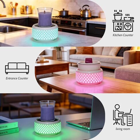 Ceramic Candle Warmer lamp, Wax Melt Warmer with 7 Colors Night Light and 1 PC Silicone Liner,4-in-1 Electric Warmer for Jar Candle Wax Cube Essential Oil coffee, Ideal Gift for Home Office Kitchen in Saudi Arabia