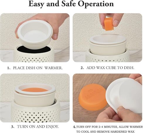 Ceramic Candle Warmer lamp, Wax Melt Warmer with 7 Colors Night Light and 1 PC Silicone Liner,4-in-1 Electric Warmer for Jar Candle Wax Cube Essential Oil coffee, Ideal Gift for Home Office Kitchen in Saudi Arabia