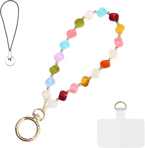 Cute Trendy Beaded Keychain Phonechain for Women,Chunky Acrylic Colorful Fashion Boho Summer Beach Accessories Gifts in Kuwait