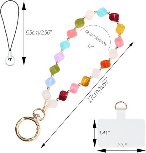 Cute Trendy Beaded Keychain Phonechain for Women,Chunky Acrylic Colorful Fashion Boho Summer Beach Accessories Gifts in Kuwait