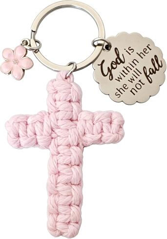 Cross Christian Keychain Jesus Inspirational Bible Verse Key Chain Car Handmade Soft for Teen Girl Women Gifts in Saudi Arabia