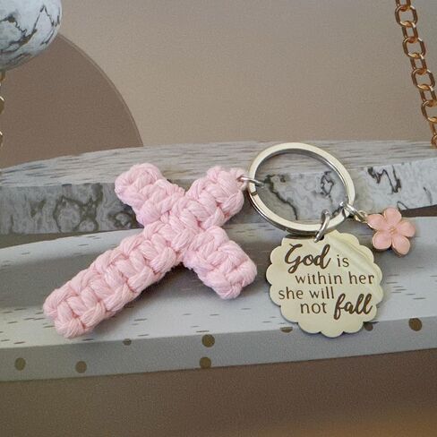 Cross Christian Keychain Jesus Inspirational Bible Verse Key Chain Car Handmade Soft for Teen Girl Women Gifts in Saudi Arabia