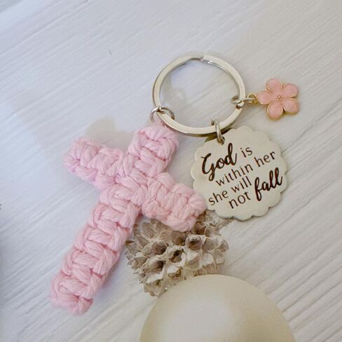 Cross Christian Keychain Jesus Inspirational Bible Verse Key Chain Car Handmade Soft for Teen Girl Women Gifts in Saudi Arabia