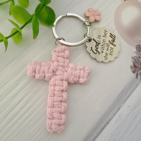Cross Christian Keychain Jesus Inspirational Bible Verse Key Chain Car Handmade Soft for Teen Girl Women Gifts in Saudi Arabia