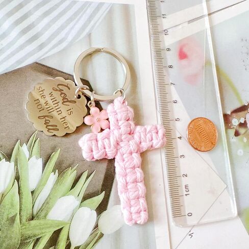 Cross Christian Keychain Jesus Inspirational Bible Verse Key Chain Car Handmade Soft for Teen Girl Women Gifts in Saudi Arabia