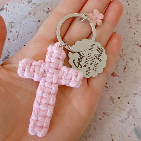 Cross Christian Keychain Jesus Inspirational Bible Verse Key Chain Car Handmade Soft for Teen Girl Women Gifts in Saudi Arabia