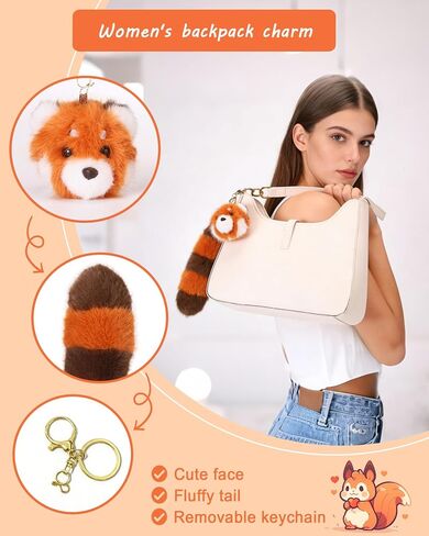 Plush Keychain Cute Big Tail Pendant Keychain Gift - For Women's Handbag Purse Backpack Car Keys in Saudi Arabia