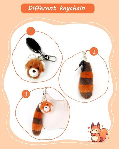 Plush Keychain Cute Big Tail Pendant Keychain Gift - For Women's Handbag Purse Backpack Car Keys in Saudi Arabia