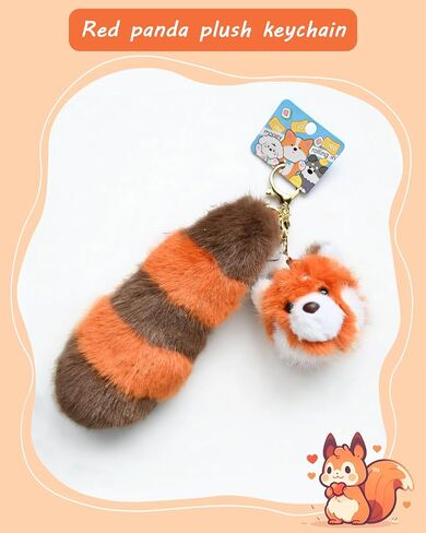 Plush Keychain Cute Big Tail Pendant Keychain Gift - For Women's Handbag Purse Backpack Car Keys in Saudi Arabia