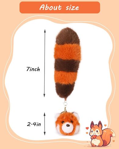 Plush Keychain Cute Big Tail Pendant Keychain Gift - For Women's Handbag Purse Backpack Car Keys in Saudi Arabia