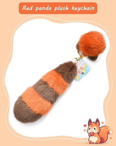 Plush Keychain Cute Big Tail Pendant Keychain Gift - For Women's Handbag Purse Backpack Car Keys in Saudi Arabia