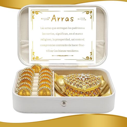 Arras Para Boda Catolica, Wedding Coins Set With 13 Virgen De Guadalupe Aras Coins and Decoracion Box, Regalos for Ceremony (Heart) in Saudi Arabia