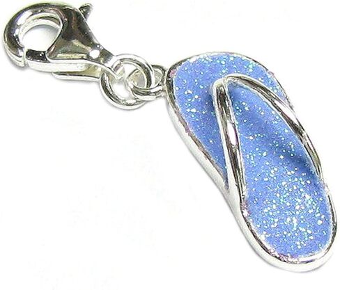 Sterling Silver Flip Flop Slipper Enamel European Style Clasp Charm in Kuwait