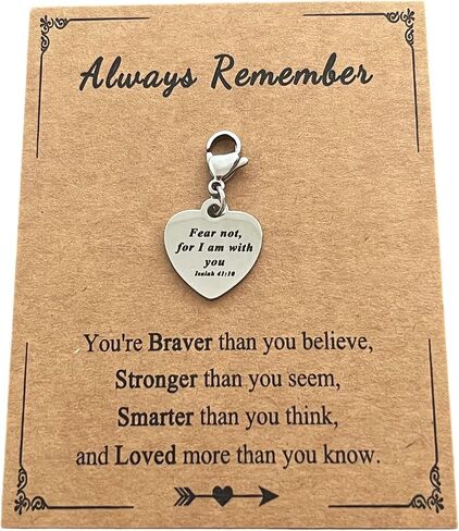 AMOBESTER Heart-Shaped Christian Bible Verse Clip on Charms Religious Charms Fear not,for I am with You in Saudi Arabia