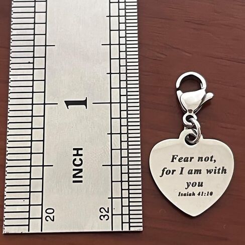 AMOBESTER Heart-Shaped Christian Bible Verse Clip on Charms Religious Charms Fear not,for I am with You in Saudi Arabia