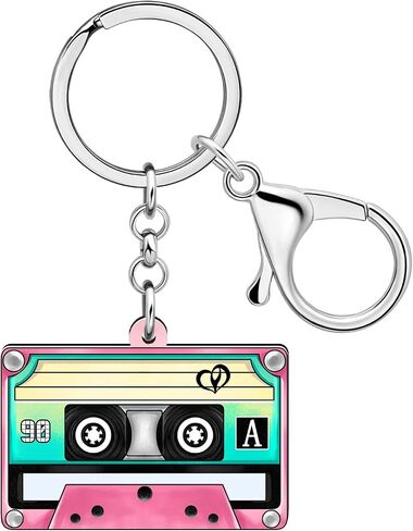 WEVENI Retro Acrylic 80s 90s Cassette Tape Keychains for Women Teen Girls Birthday Vintage Themed Party Accessories Charms in Kuwait