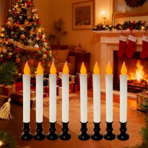 6 Pack Dusk to Dawn Window Candles, Black Base & Suction Cups | Auto light sensing on/off, energy-efficient LED chip, kid & pet safe, battery powered, Halloween & Xmas decor in Kuwait