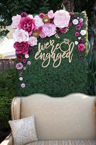 We're Engaged Sign for Backdrop,Wooden Engagement Ring Sign for Bachelorette Engagement Wedding Bridal Shower Party Supplies in Saudi Arabia