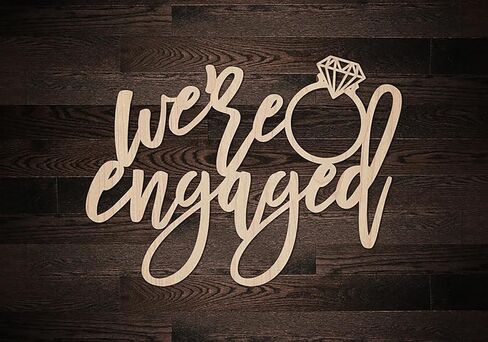 We're Engaged Sign for Backdrop,Wooden Engagement Ring Sign for Bachelorette Engagement Wedding Bridal Shower Party Supplies in Saudi Arabia