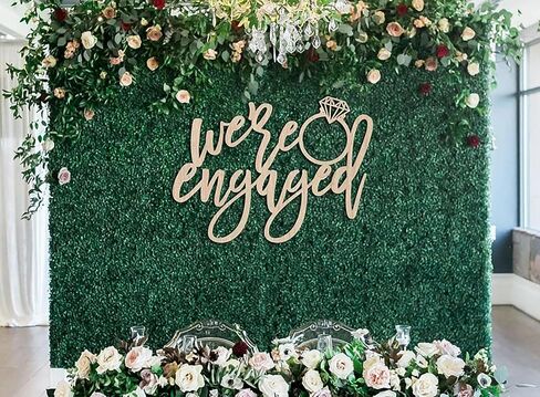 We're Engaged Sign for Backdrop,Wooden Engagement Ring Sign for Bachelorette Engagement Wedding Bridal Shower Party Supplies in Saudi Arabia