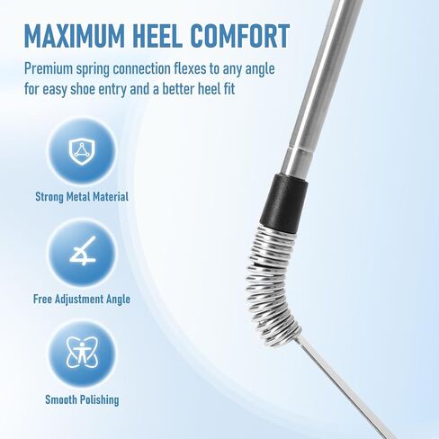 Premium Long Handled Shoe Lifter 16" to 31" Adjustable Expander Shoe Horn - Extends & Collapses Stainless Steel Telescopic Spring Shoehorn in Saudi Arabia