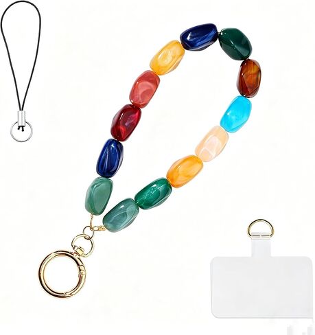 Cute Trendy Beaded Keychain Phonechain for Women,Chunky Acrylic Colorful Fashion Boho Summer Beach Accessories Gifts in Kuwait